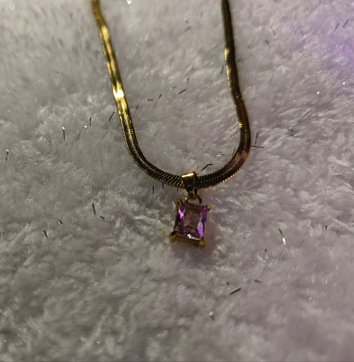 Pink Gem With Snake Chain