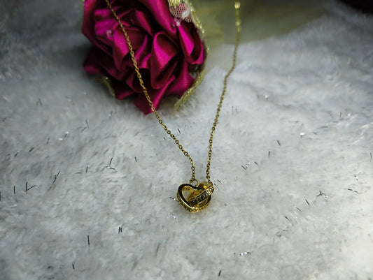 Double Hearted Gold Pendant Necklace