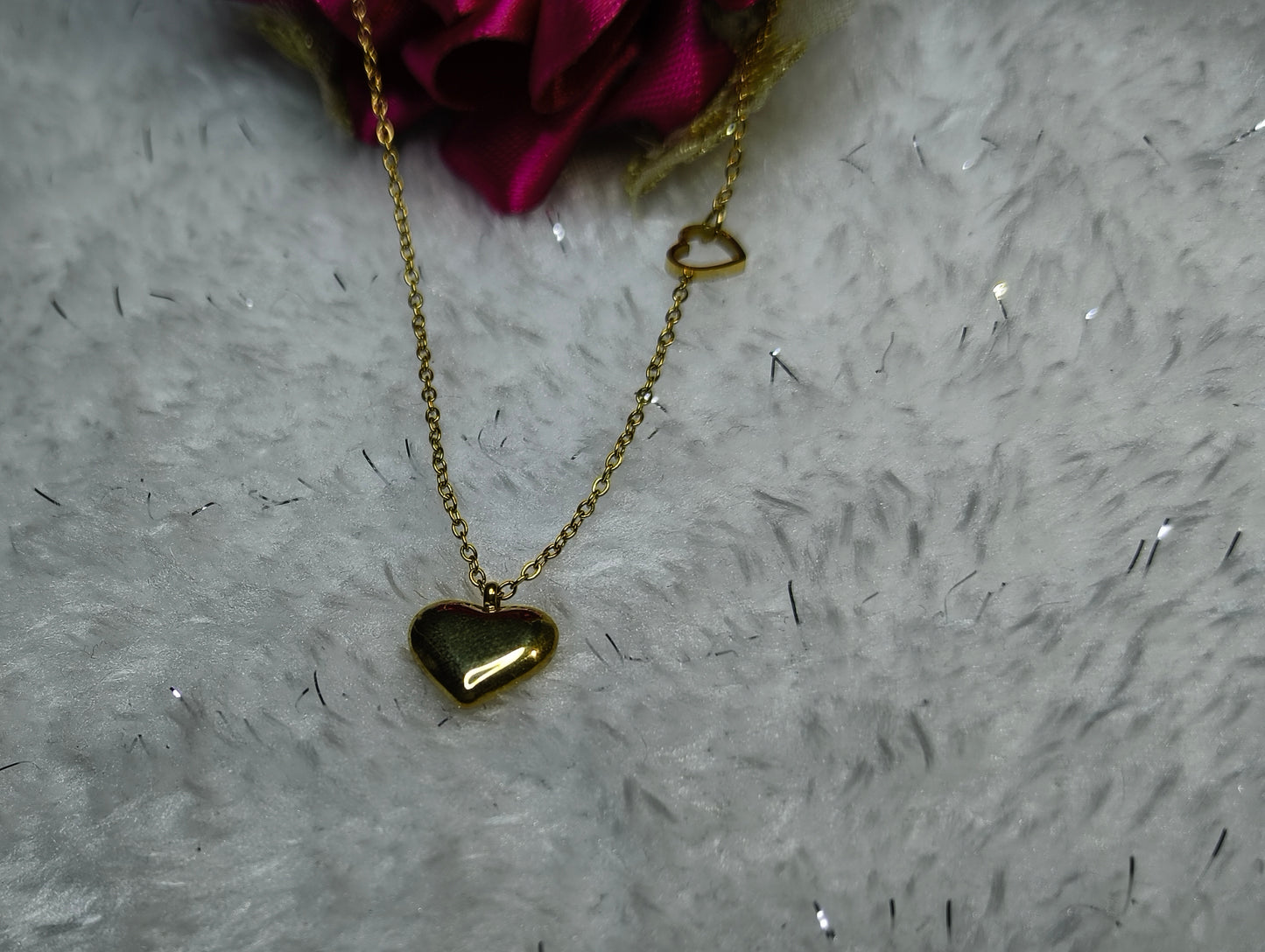 Gold Plated Heart Shape Pendant with Chains Necklace