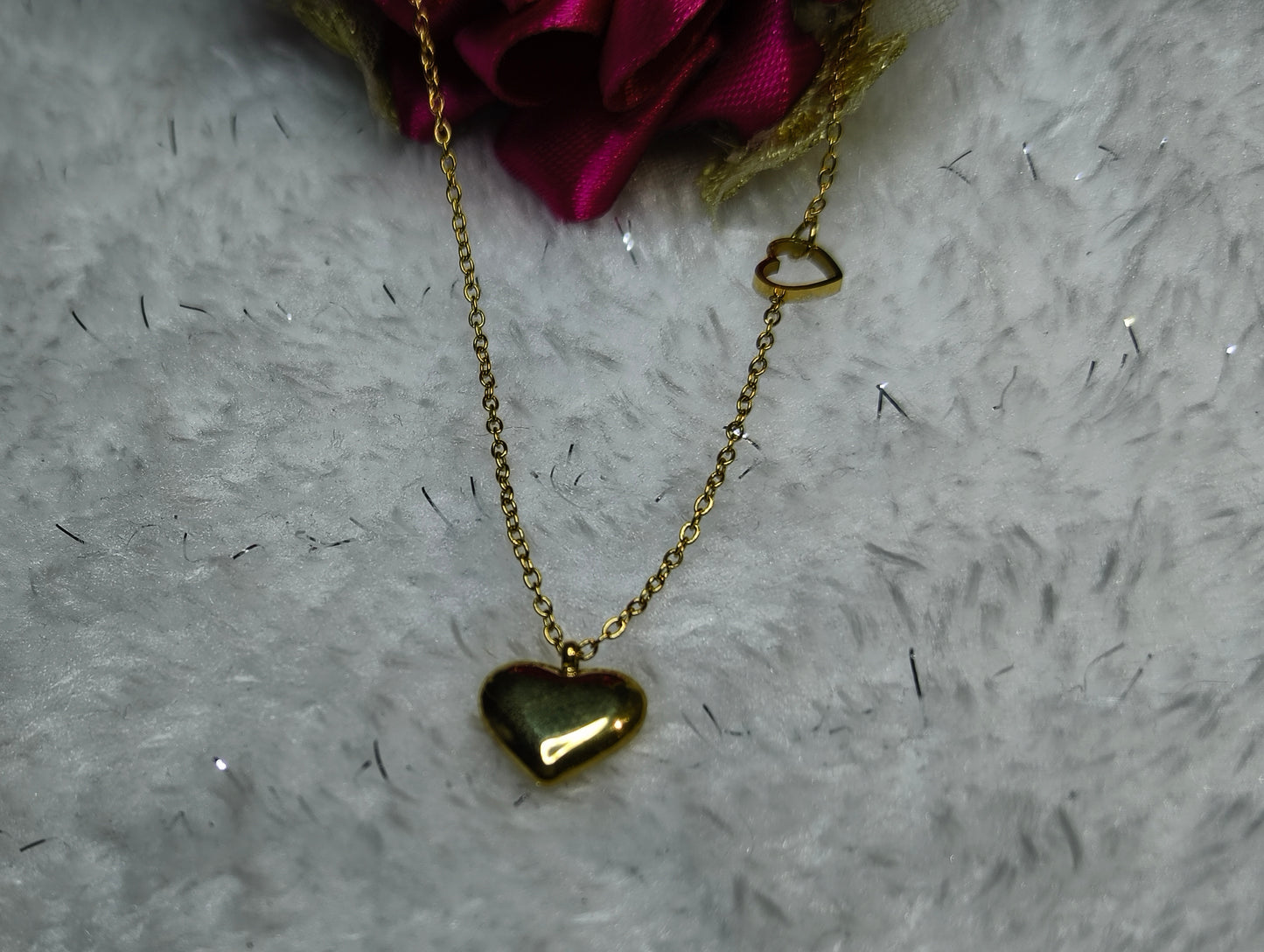 Gold Plated Heart Shape Pendant with Chains Necklace