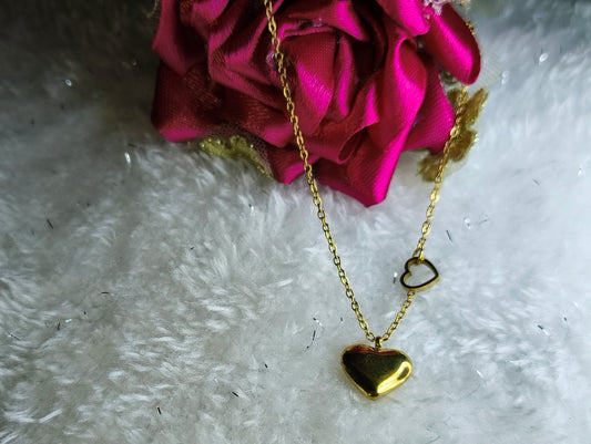 Gold Plated Heart Shape Pendant with Chains Necklace